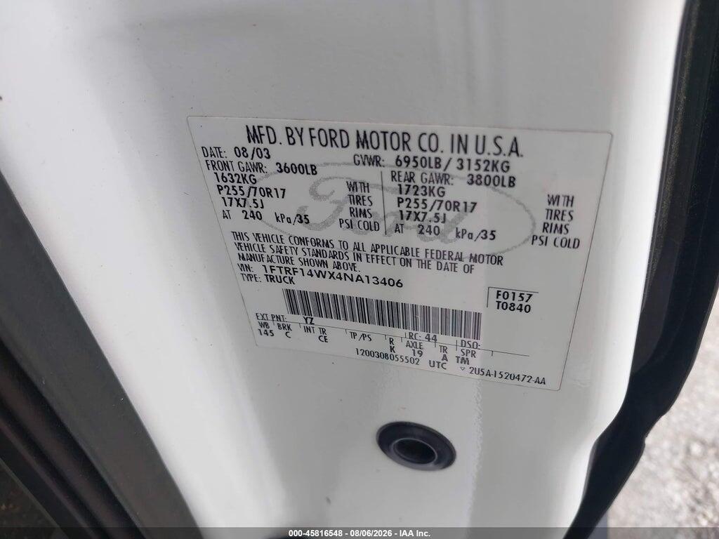 1FTRF14WX4NA13406 2004 FORD F-150 photo no. 9