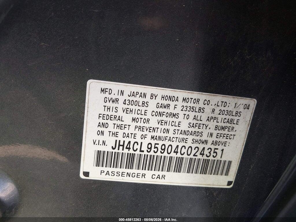 JH4CL95904C024351 2004 ACURA TSX photo no. 9