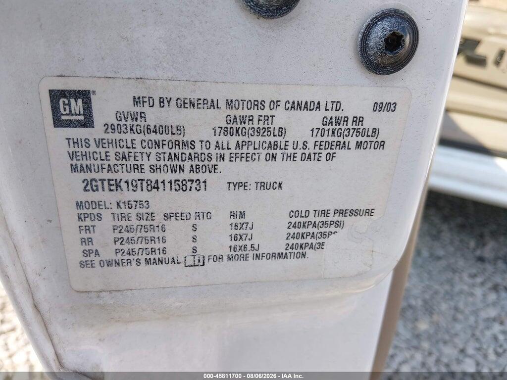 2GTEK19T841158731 2004 GMC SIERRA 1500 photo no. 9