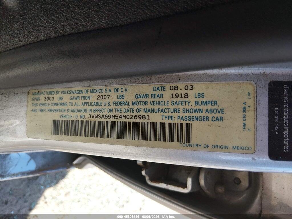 3VWSA69M54M026981 2004 VOLKSWAGEN JETTA photo no. 9