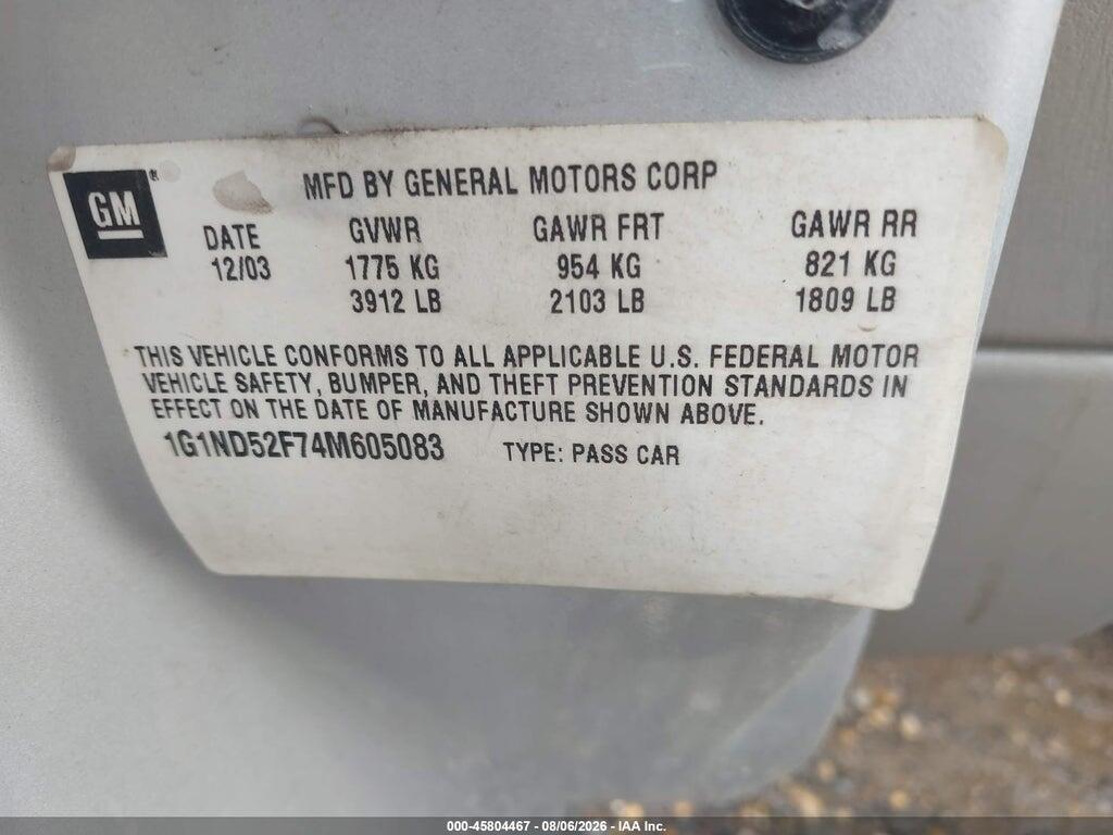 1G1ND52F74M605083 2004 CHEVROLET CLASSIC photo no. 9