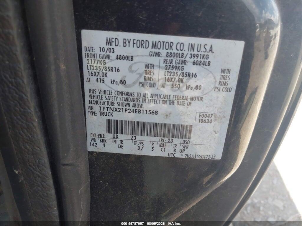 1FTNX21P24EB11568 2004 FORD F-250 photo no. 9