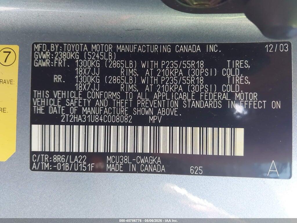 2T2HA31U84C008082 2004 LEXUS RX 330 photo no. 9