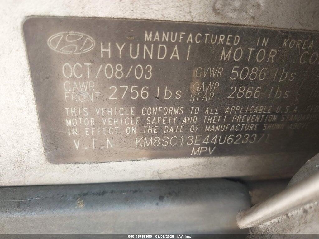 KM8SC13E44U623371 2004 HYUNDAI SANTA FE photo no. 9