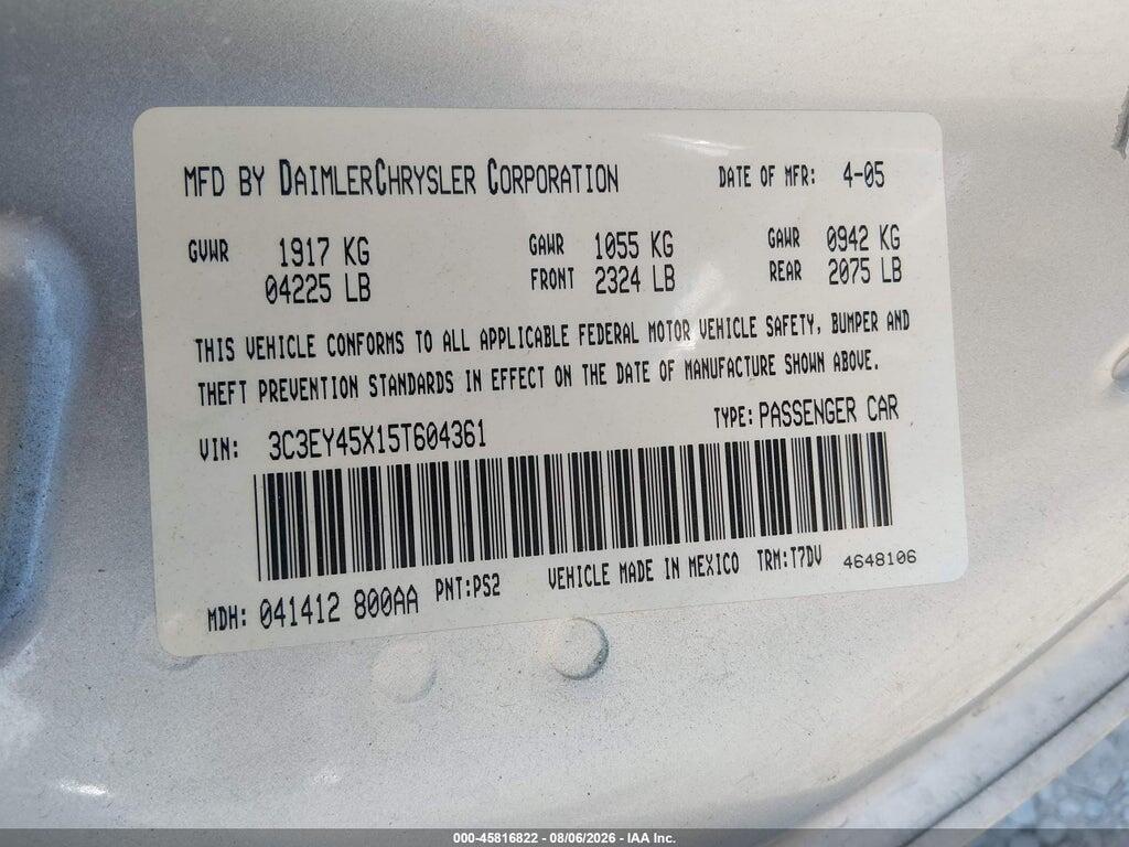 3C3EY45X15T604361 2005 CHRYSLER PT CRUISER photo no. 9