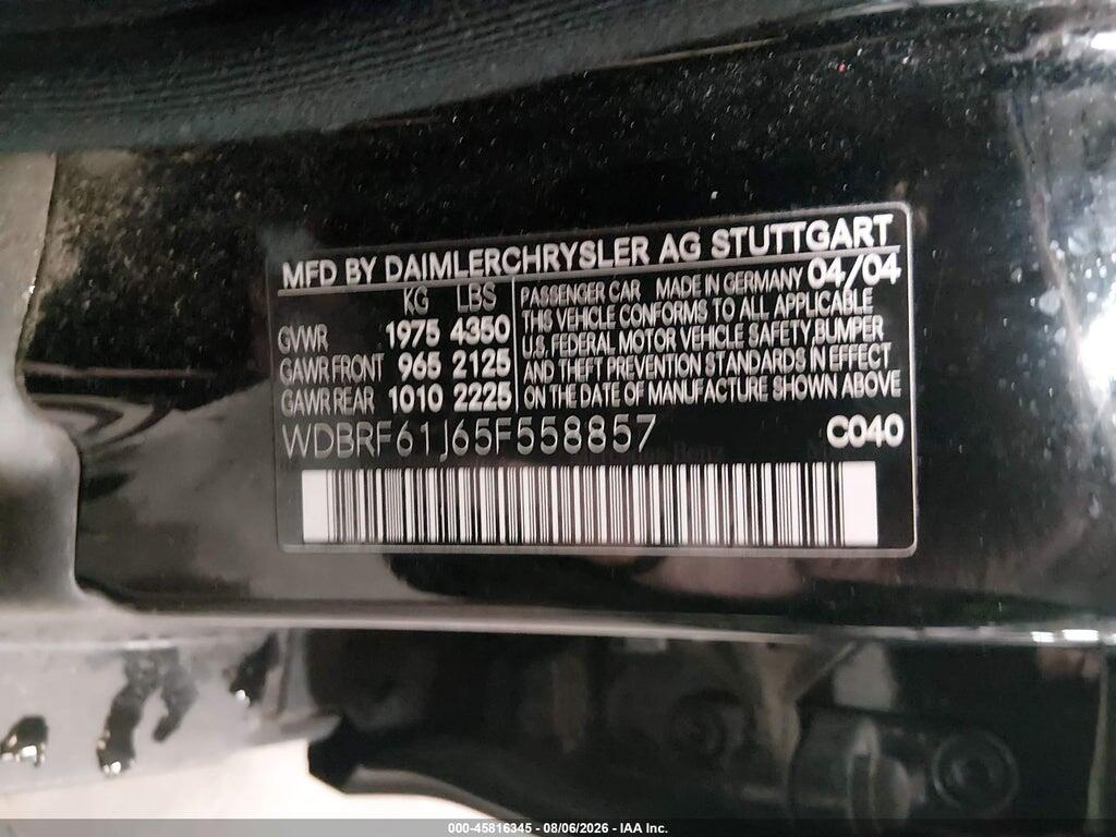 WDBRF61J65F558857 2005 MERCEDES-BENZ C 240 photo no. 9