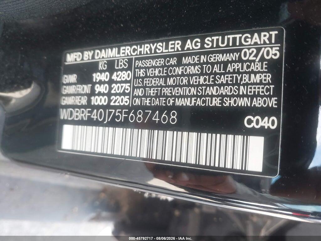 WDBRF40J75F687468 2005 MERCEDES-BENZ C 230 photo no. 9