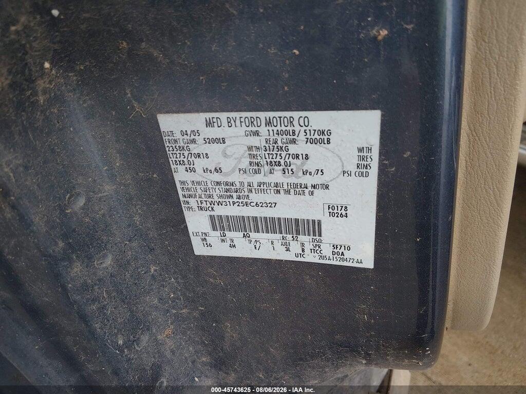 1FTWW31P25EC62327 2005 FORD F-350 photo no. 8
