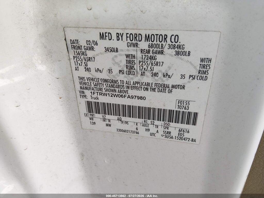 1FTRW12W06FA97980 2006 FORD F-150 photo no. 9