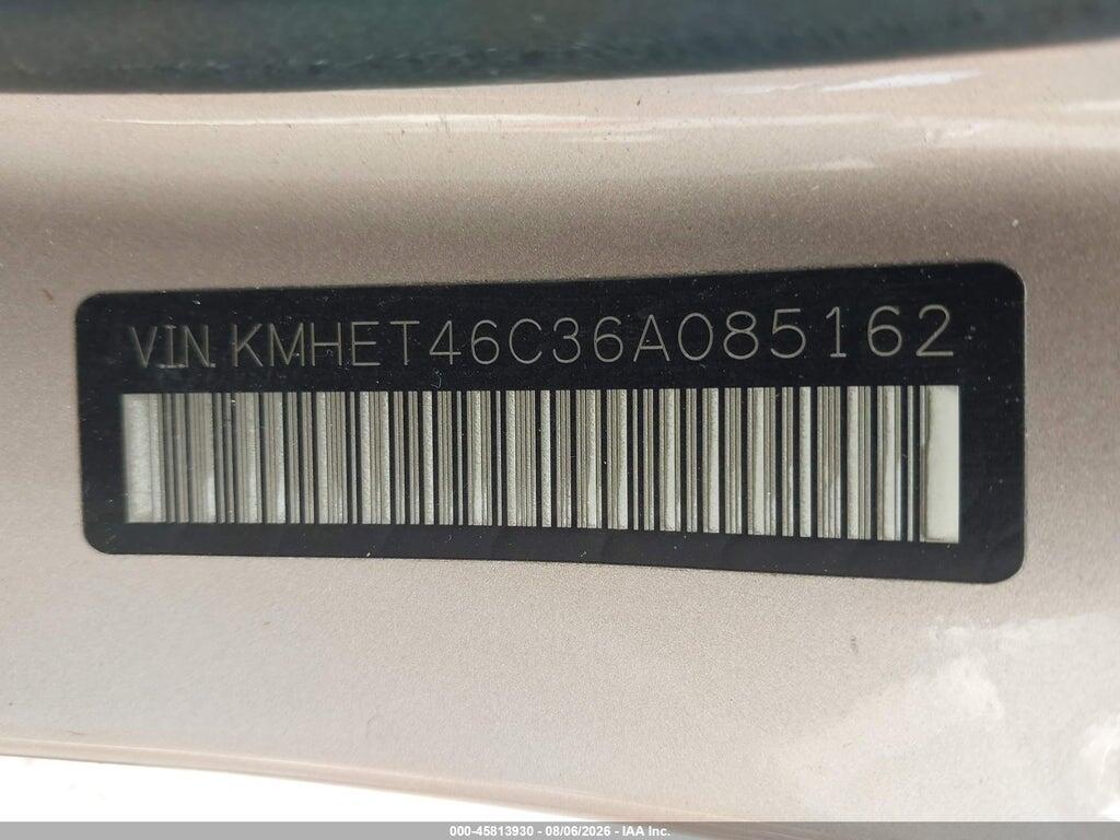 KMHET46C36A085162 2006 HYUNDAI SONATA photo no. 9