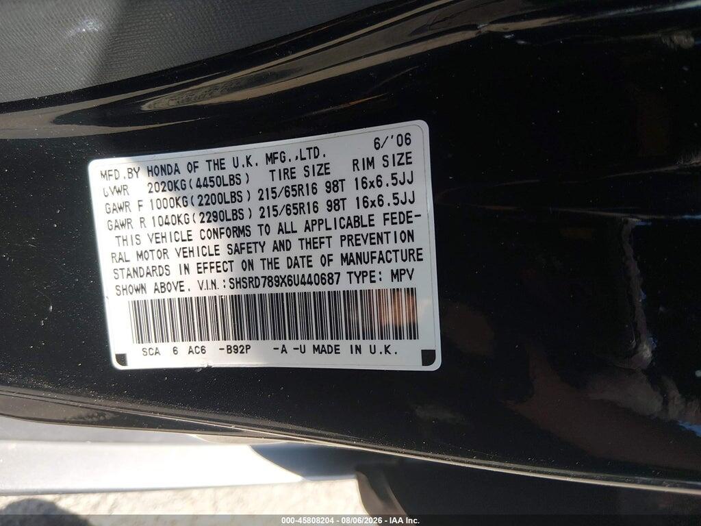 SHSRD789X6U440687 2006 HONDA CR-V photo no. 9