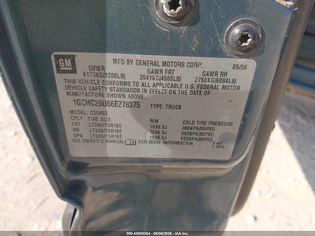 1GCHC29U66E278375 2006 CHEVROLET SILVERADO 2500HD photo no. 9