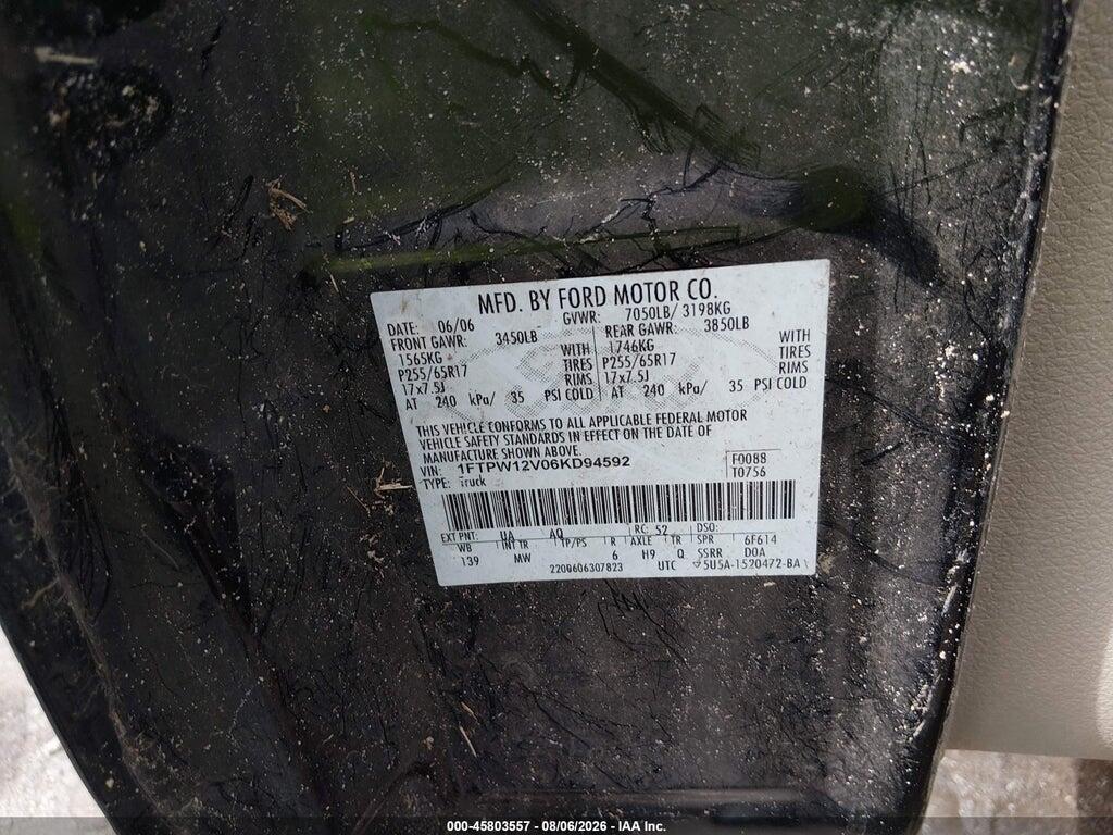 1FTPW12V06KD94592 2006 FORD F-150 photo no. 9