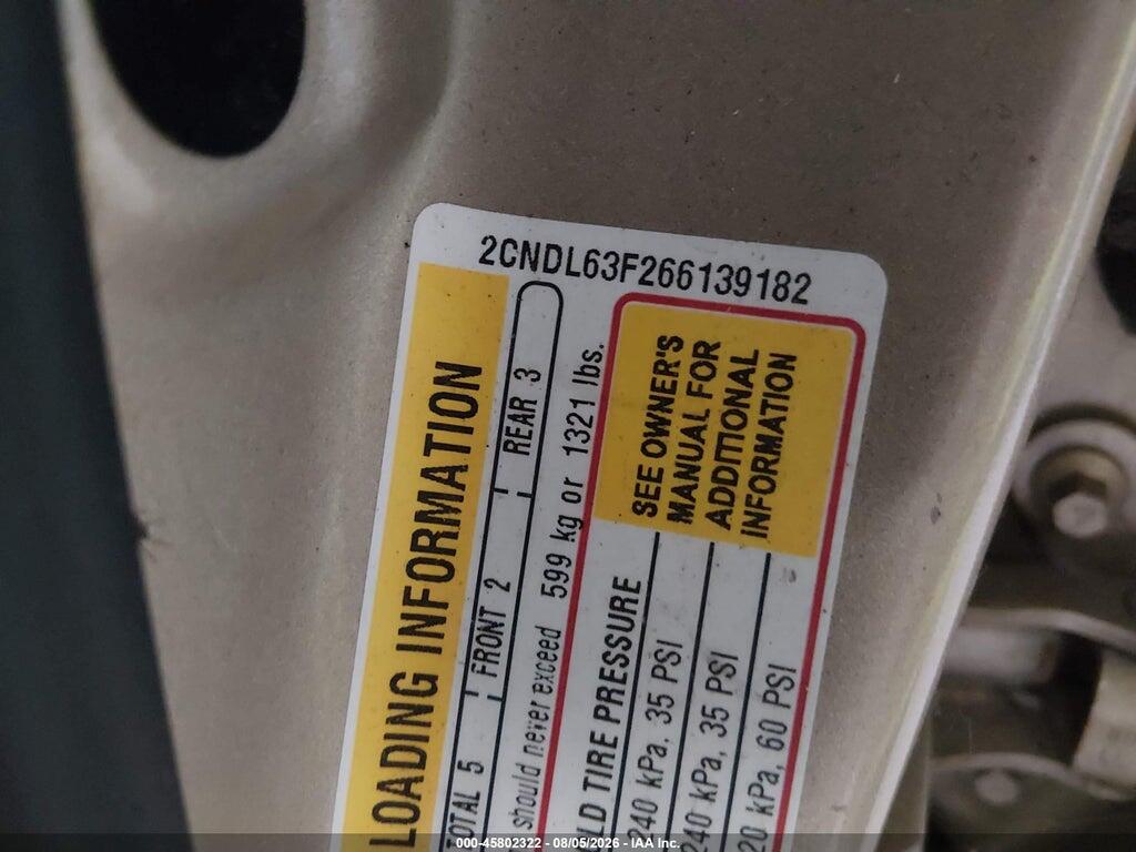 2CNDL63F266139182 2006 CHEVROLET EQUINOX photo no. 9