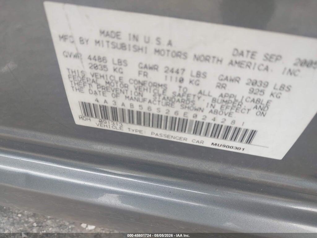 4A3AB56S26E024281 2006 MITSUBISHI GALANT photo no. 9