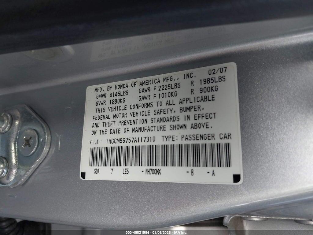 1HGCM56757A117310 2007 HONDA ACCORD photo no. 9
