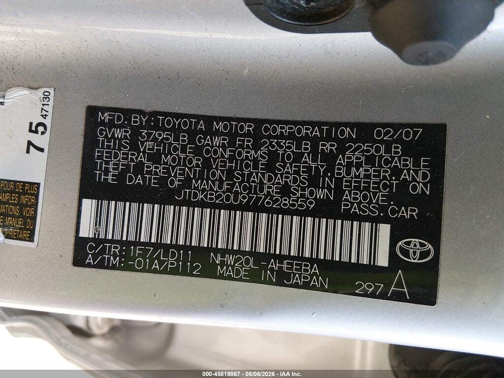 JTDKB20U977628559 2007 TOYOTA PRIUS photo no. 9