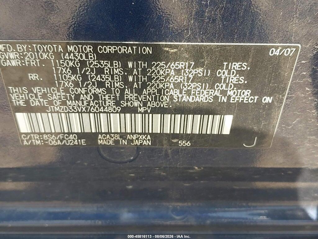 JTMZD33VX76044809 2007 TOYOTA RAV4 photo no. 9