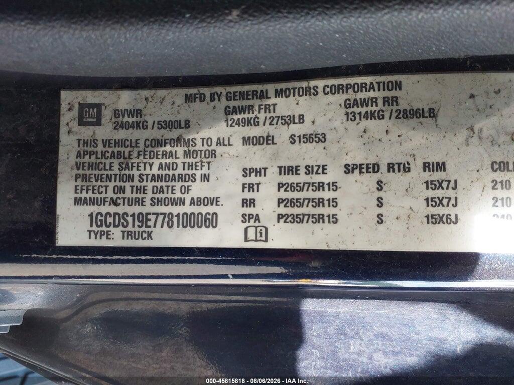 1GCDS19E778100060 2007 CHEVROLET COLORADO photo no. 9