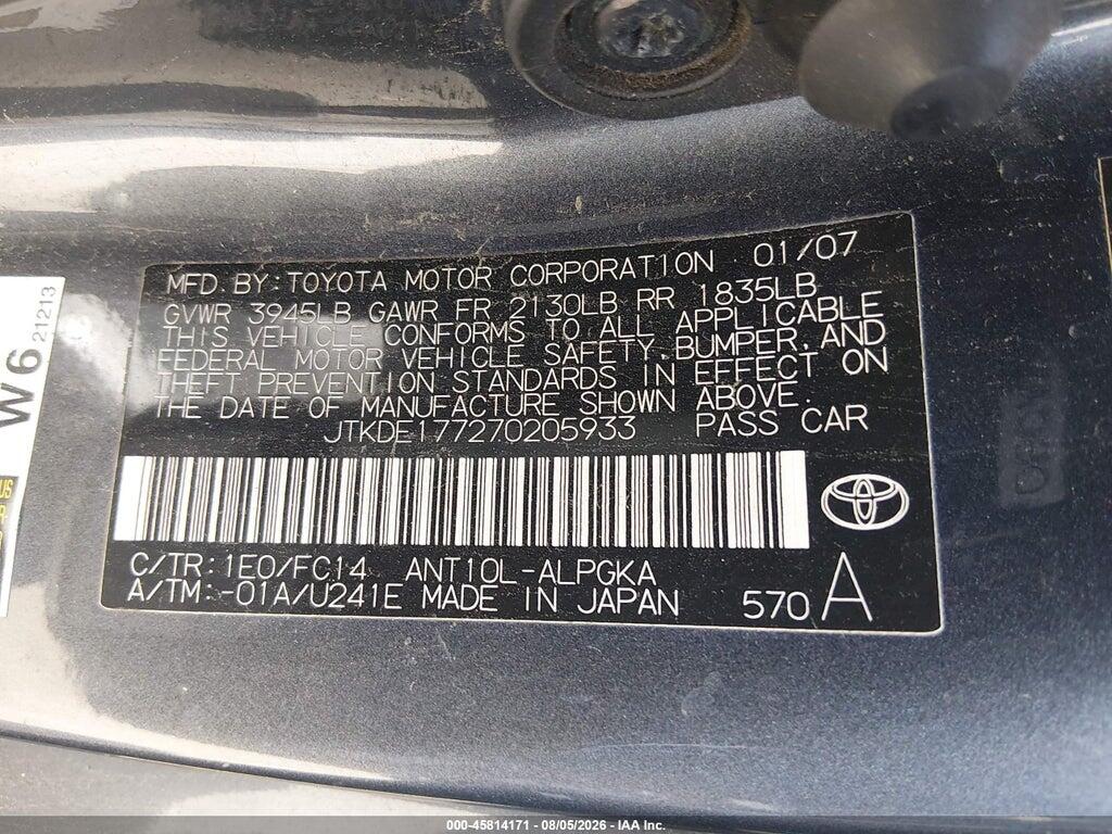 JTKDE177270205933 2007 SCION TC photo no. 9