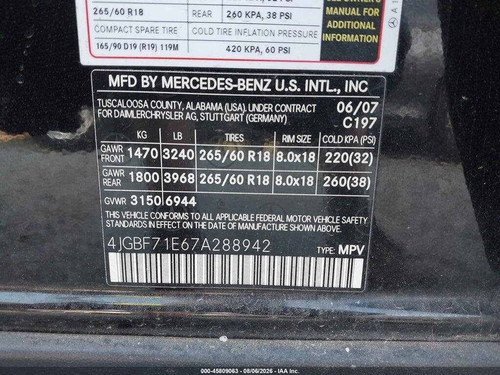 4JGBF71E67A288942 2007 MERCEDES-BENZ GL 450 photo no. 9