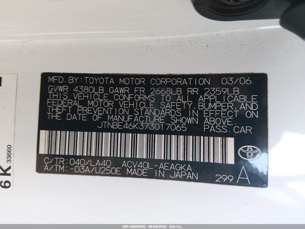 JTNBE46K373017065 2007 TOYOTA CAMRY photo no. 9