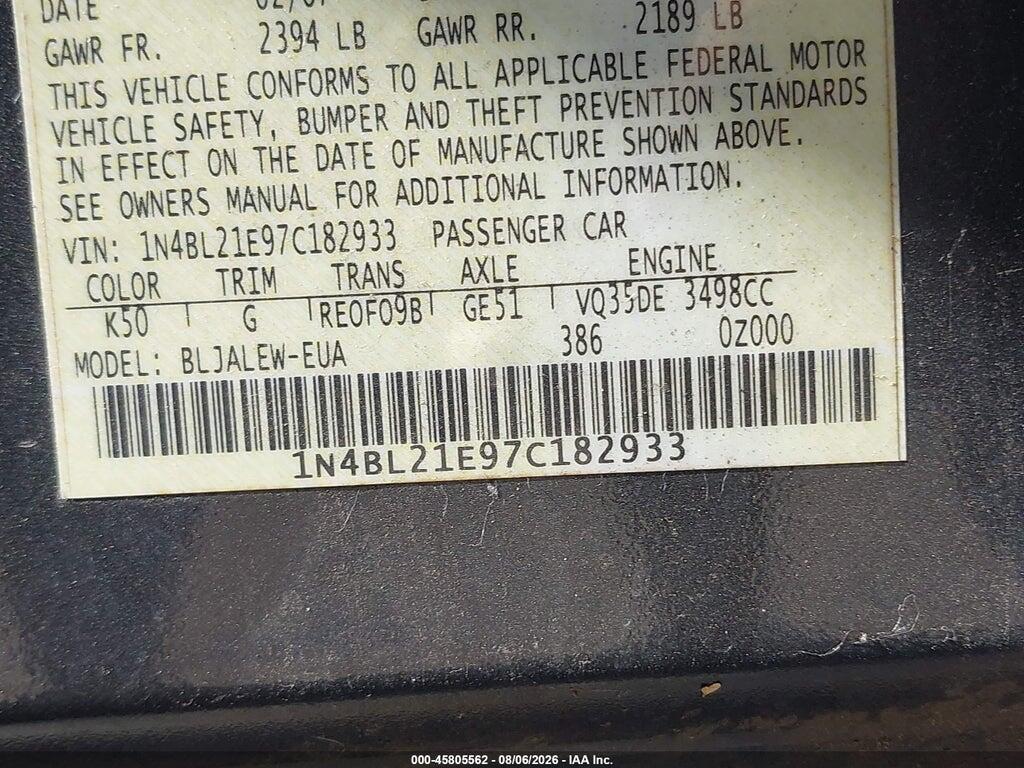 1N4BL21E97C182933 2007 NISSAN ALTIMA photo no. 9