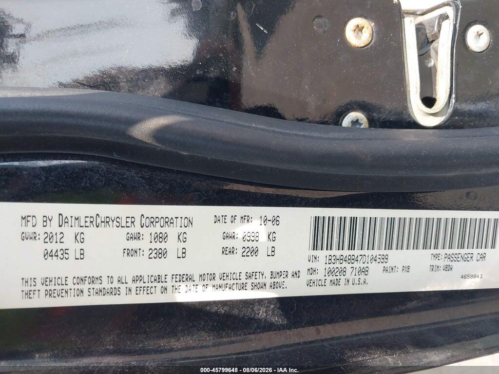 1B3HB48B47D104599 2007 DODGE CALIBER photo no. 9