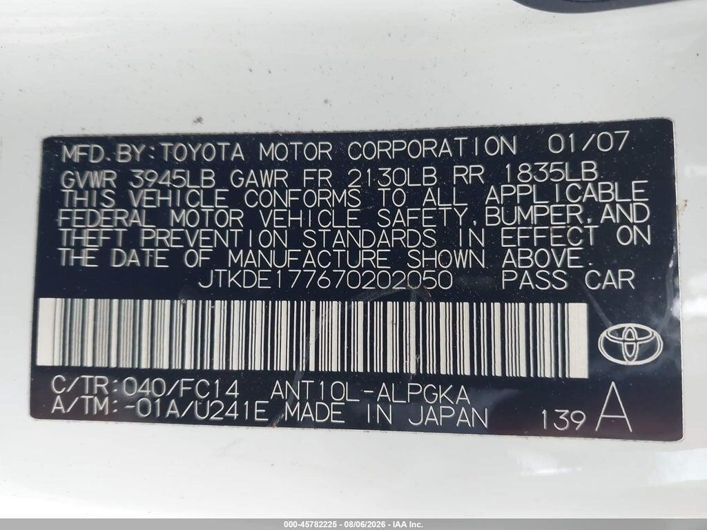 JTKDE177670202050 2007 SCION TC photo no. 9