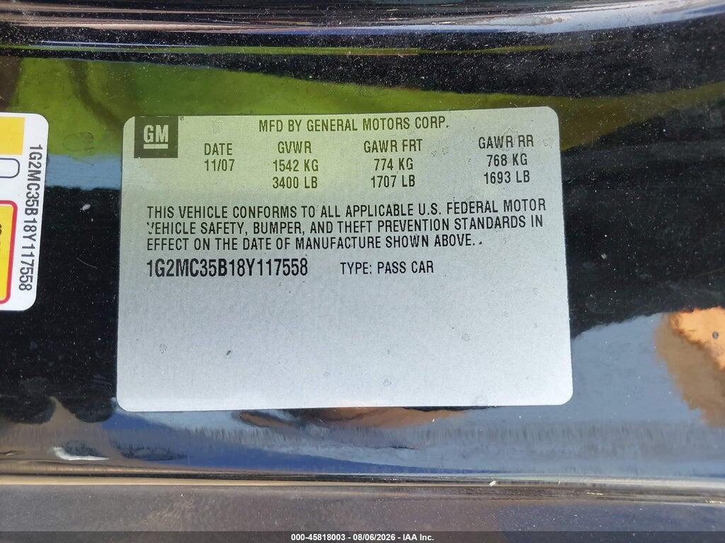 1G2MC35B18Y117558 2008 PONTIAC SOLSTICE photo no. 9