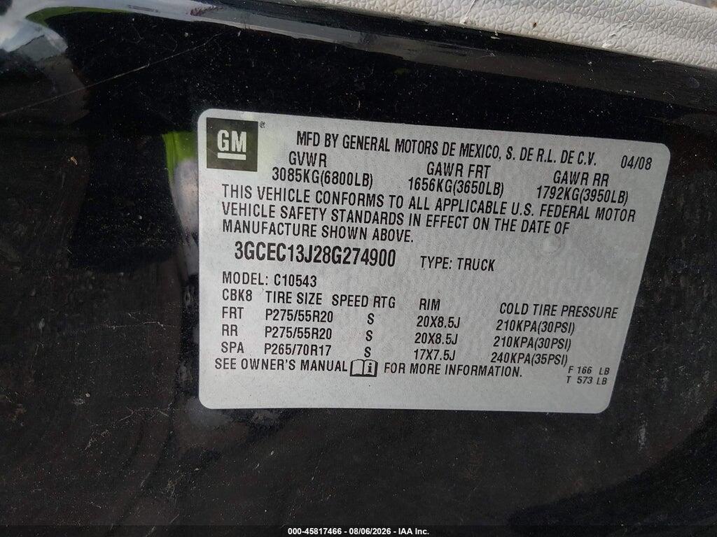 3GCEC13J28G274900 2008 CHEVROLET SILVERADO 1500 photo no. 9