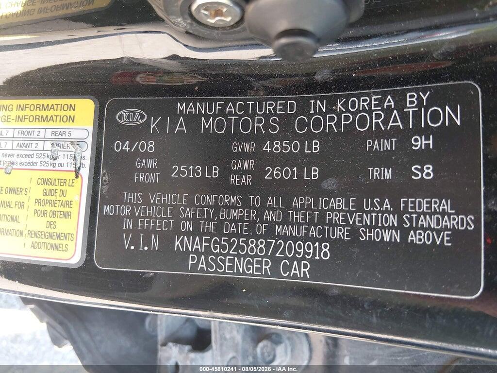 KNAFG525887209918 2008 KIA RONDO photo no. 9