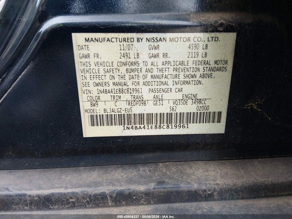 1N4BA41E88C819961 2008 NISSAN MAXIMA photo no. 8
