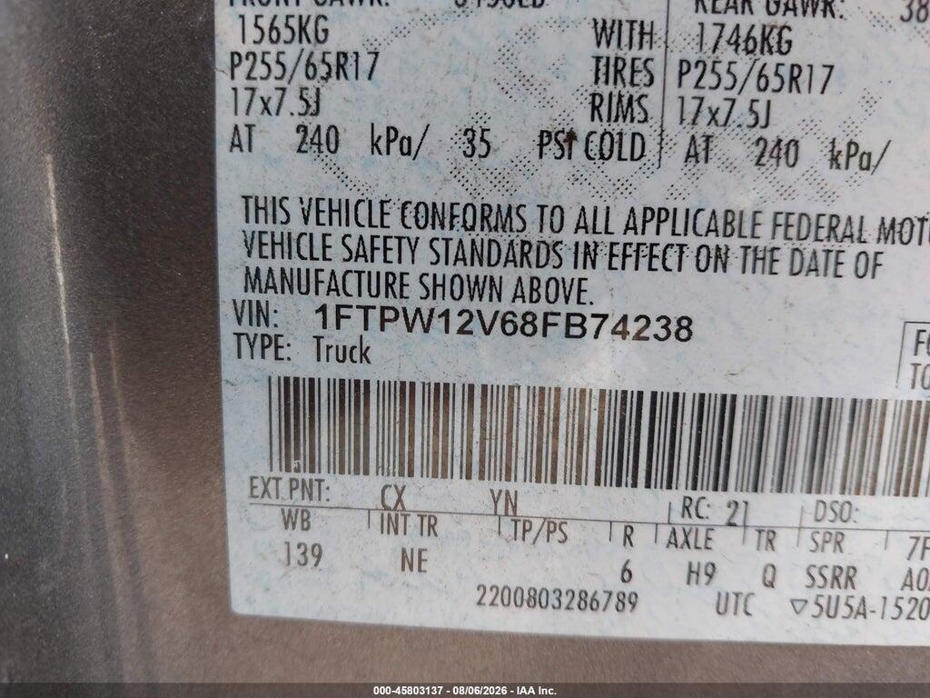 1FTPW12V68FB74238 2008 FORD F-150 photo no. 9