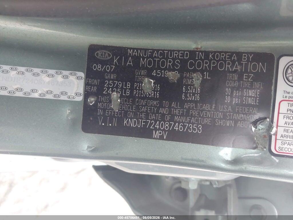 KNDJF724087467353 2008 KIA SPORTAGE photo no. 9