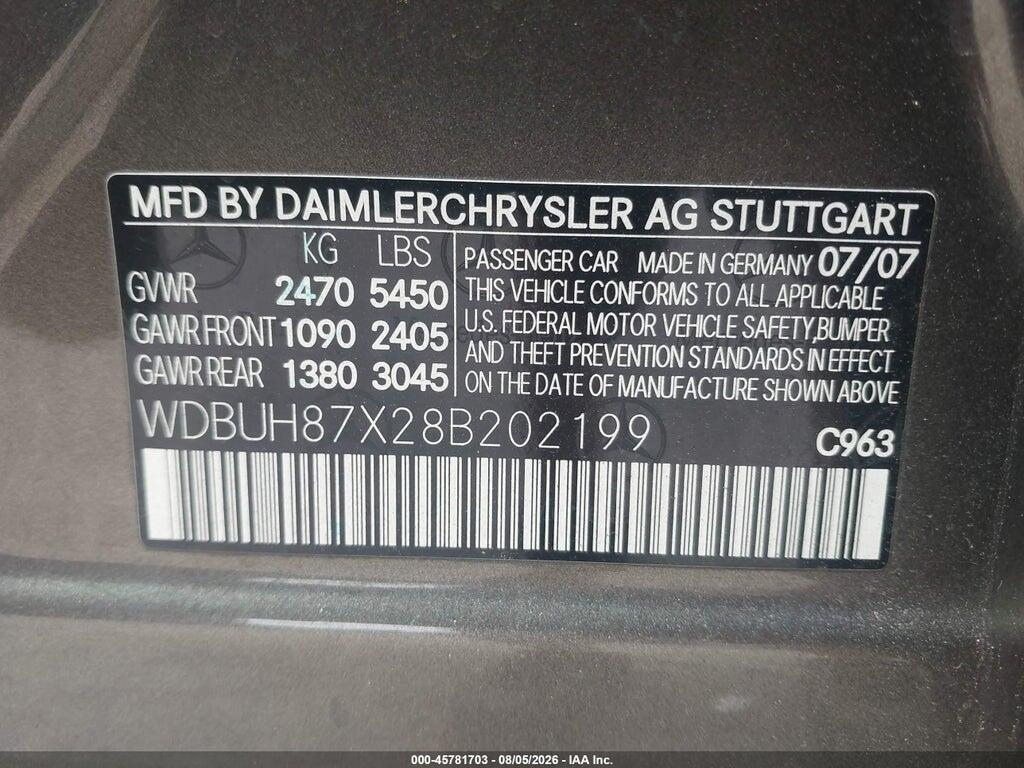 WDBUH87X28B202199 2008 MERCEDES-BENZ E 350 photo no. 9