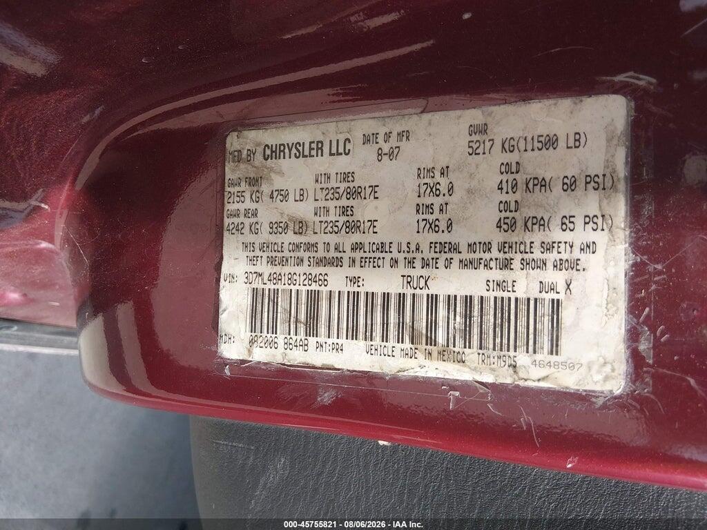 3D7ML48A18G128466 2008 DODGE RAM 3500 photo no. 8