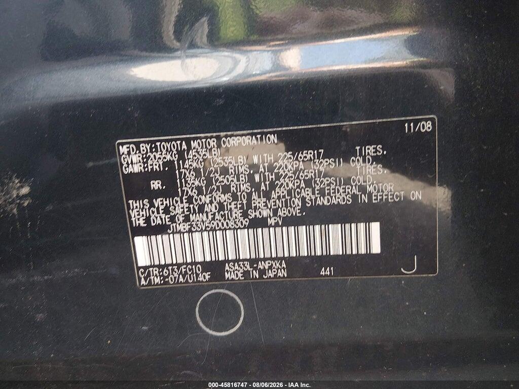 JTMBF33V59D008309 2009 TOYOTA RAV4 photo no. 9