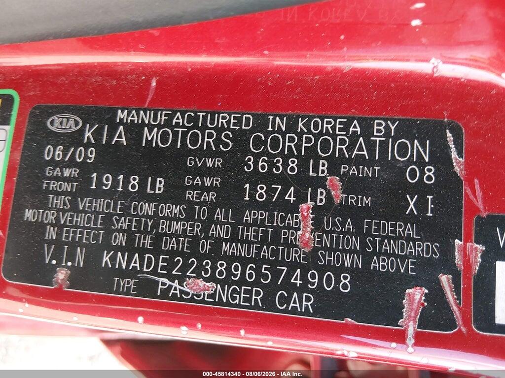 KNADE223896574908 2009 KIA RIO photo no. 9