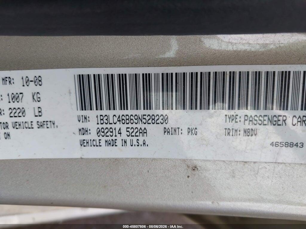 1B3LC46B69N528230 2009 DODGE AVENGER photo no. 9