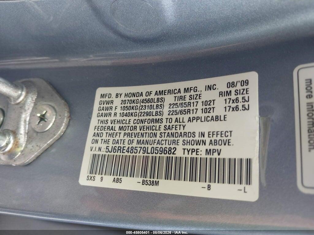 5J6RE48579L059682 2009 HONDA CR-V photo no. 9