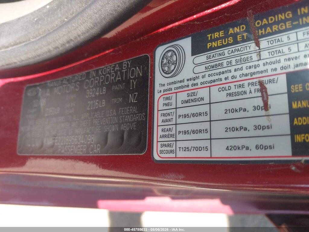 KNAFE221895634098 2009 KIA SPECTRA photo no. 9