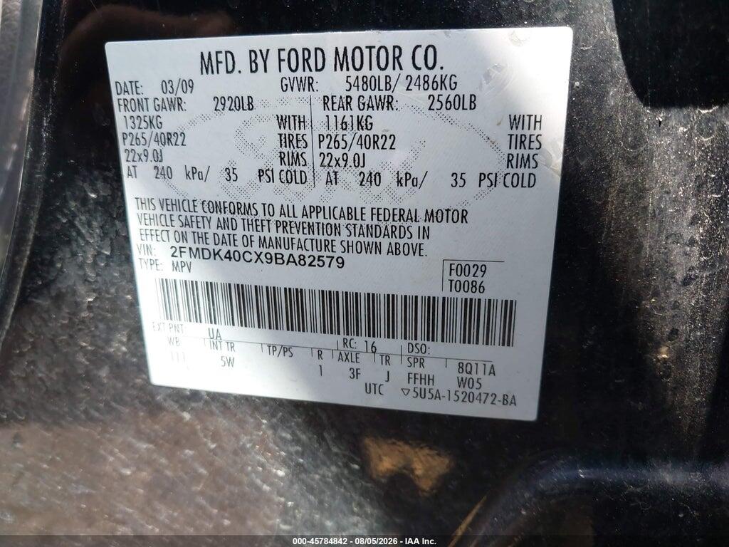 2FMDK40CX9BA82579 2009 FORD EDGE photo no. 9