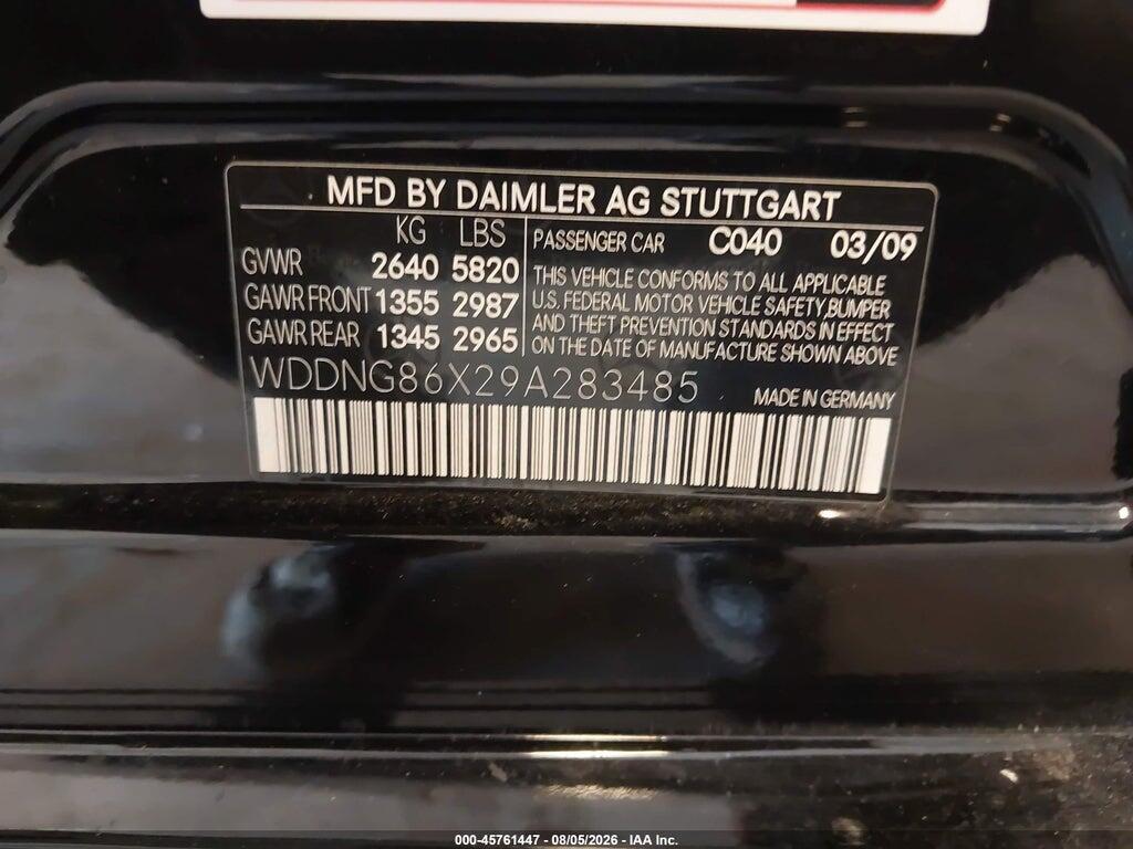 WDDNG86X29A283485 2009 MERCEDES-BENZ S 550 photo no. 9