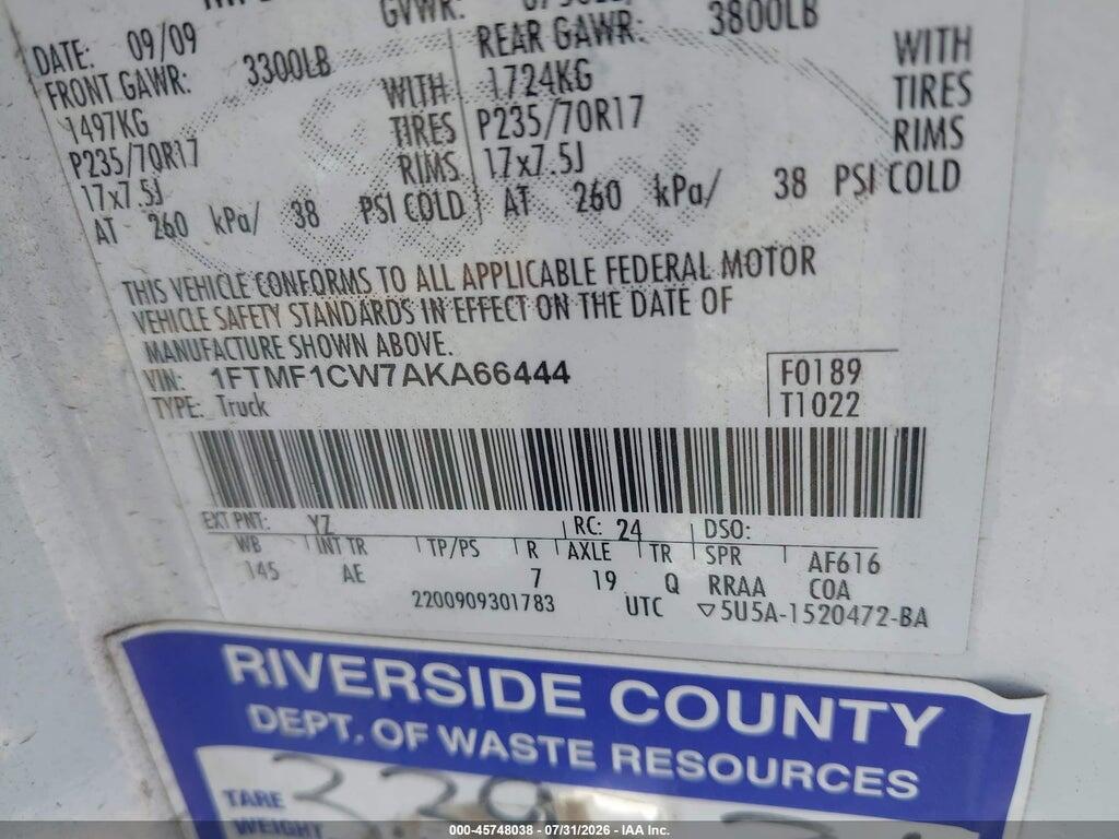 1FTMF1CW7AKA66444 2010 FORD F-150 photo no. 9