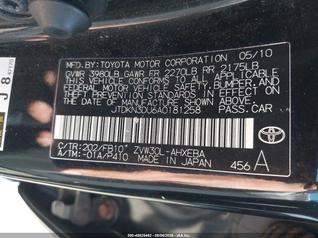 JTDKN3DU6A0181258 2010 TOYOTA PRIUS photo no. 9