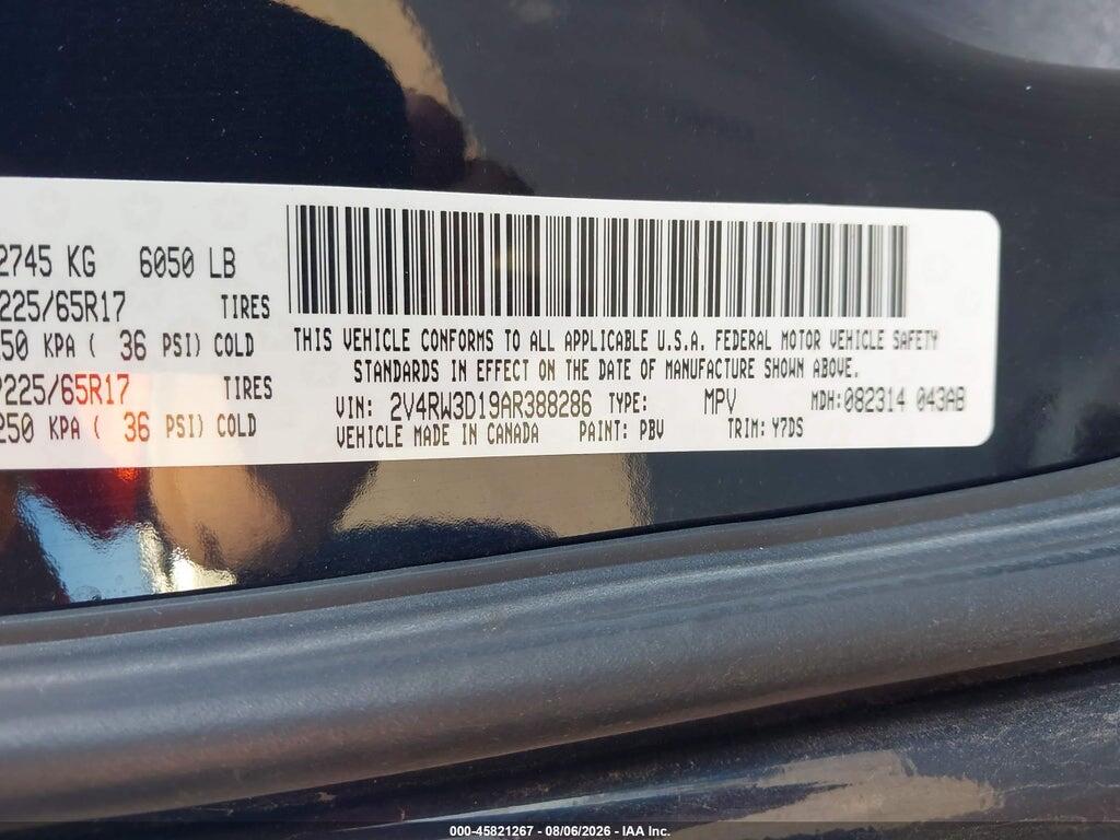 2V4RW3D19AR388286 2010 VOLKSWAGEN ROUTAN photo no. 9