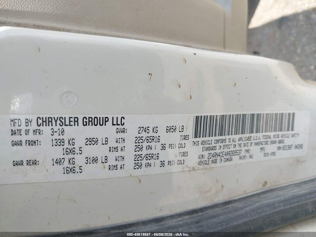 2D4RN4DE4AR269537 2010 DODGE GRAND CARAVAN photo no. 9