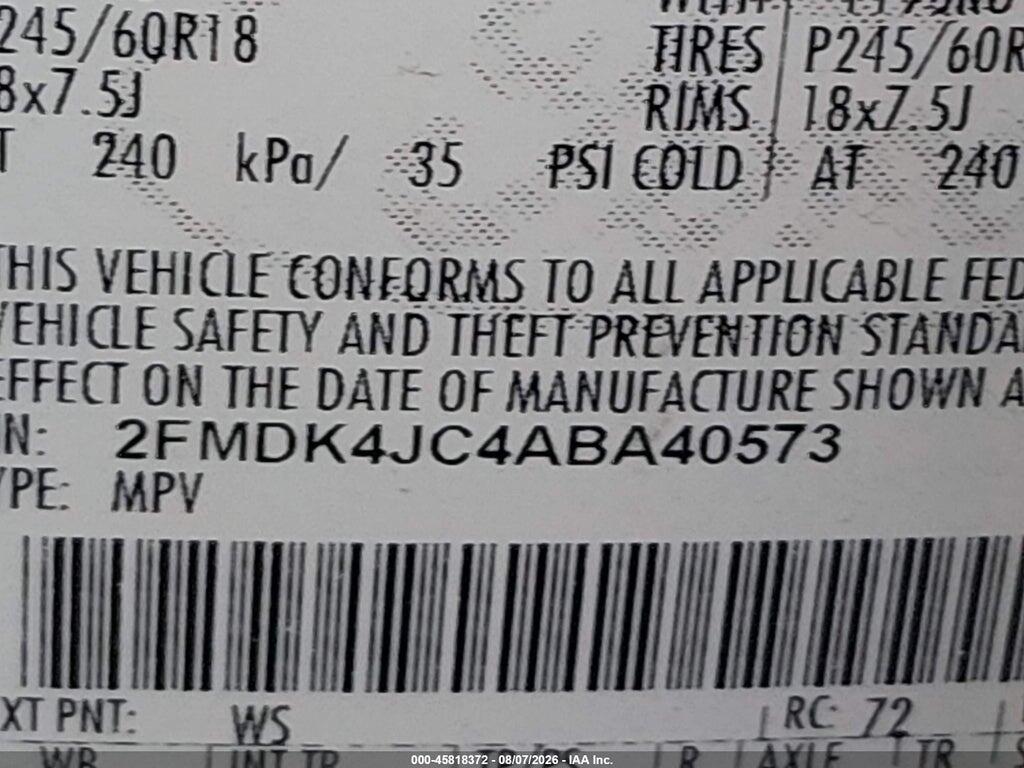 2FMDK4JC4ABA40573 2010 FORD EDGE photo no. 9