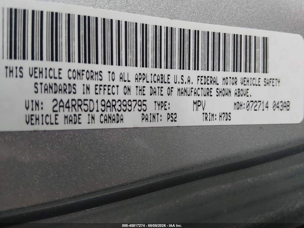 2A4RR5D19AR399795 2010 CHRYSLER TOWN & COUNTRY photo no. 9